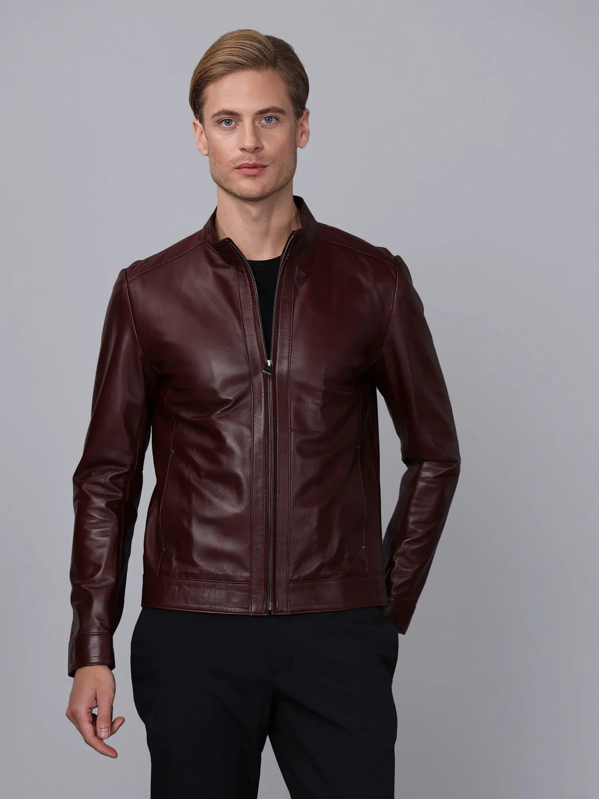 Erkek Deri Ceket Mürdüm