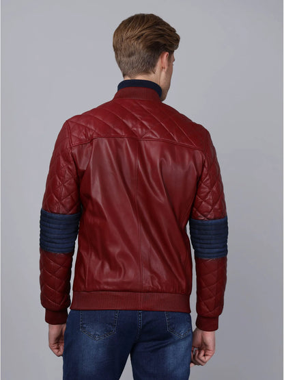 Erkek Bomber Deri Ceket Bordo