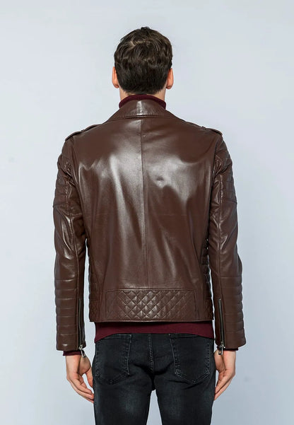 Erkek Biker Deri Ceket Çay