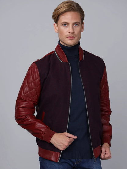 Erkek Kolej Deri Ceket Bordo
