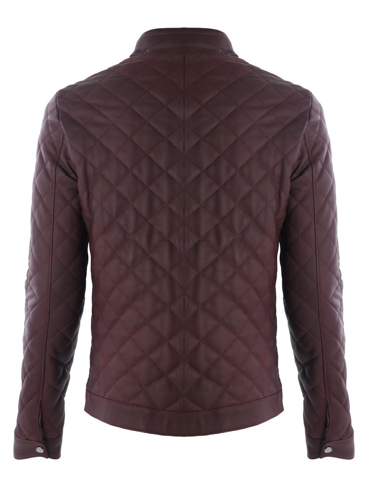 Erkek Quilt Desenli Hakiki Deri Ceket Bordo